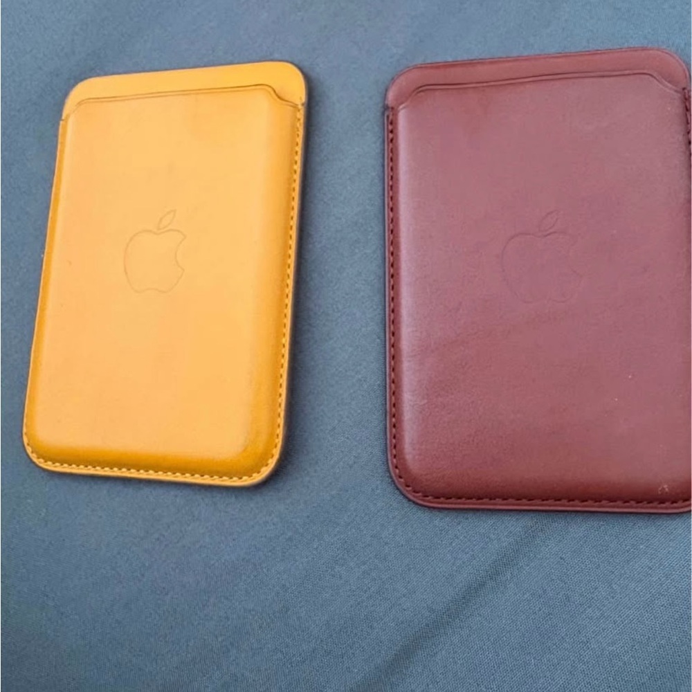 SOLD‼️Apple Leather wallet in Mustard and Mahogany